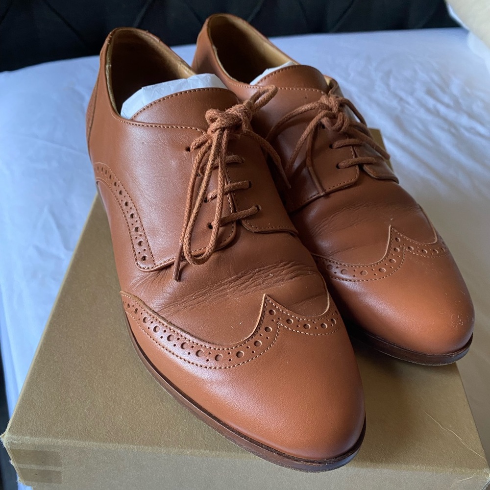 Taylor Swift Style Sezane Scott Derbies Oxfords Camel 39